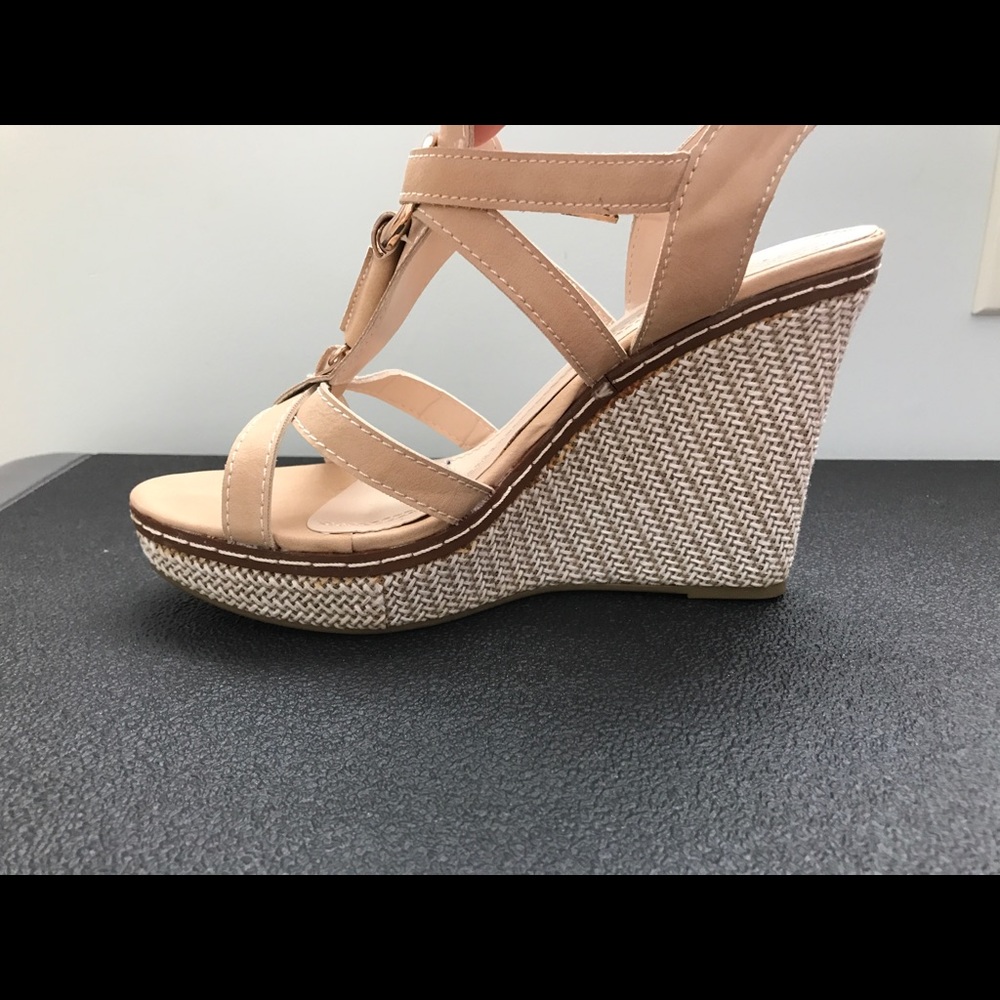 Beige platform leather wedges made in Italy